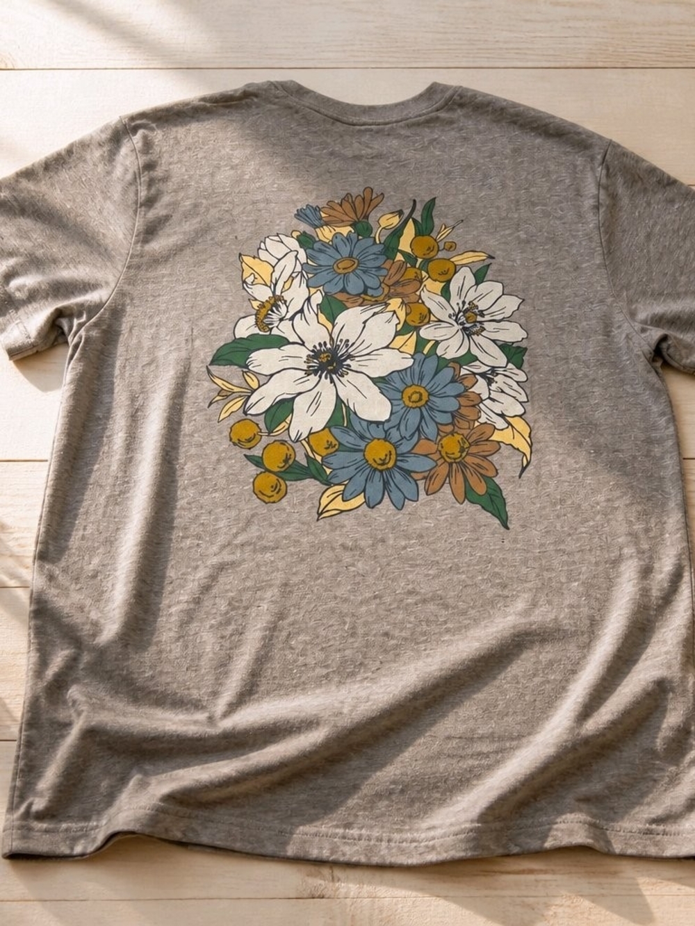 Goodfellow & Co Gray Short Sleeve Tee with Floral Back Print
